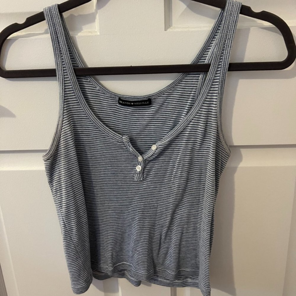 Brandy Melville Striped Henley Tank Top